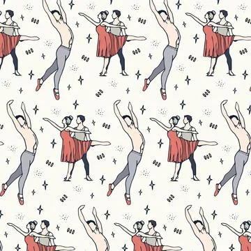 Image of dancing people with pattern on white background イラスト素材