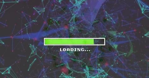Image of data loading over line molecules connecting the dots Stock Photos
