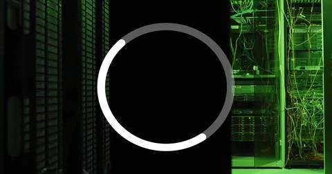 Image of data loading ring processing over server room Stockfoto's
