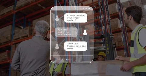 Image of data processing against caucasian male supervisor instructing work.. Stock Photos