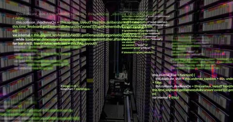 Image of data processing against computer server room Stock Photos