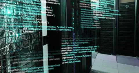 Image of data processing against empty computer server room Stock-Illustration