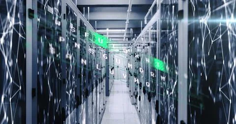 Image of data processing against network of connections over computer server Foto stock