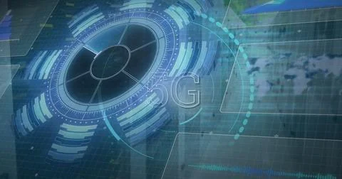 Image of data processing and 5g over computer wires 스톡 사진