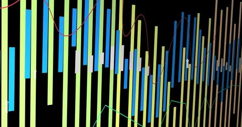 Image of data processing and arrows on black background イラスト素材