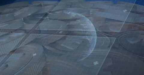 Image of data processing and binary coding over human image on green background 스톡 일러스트