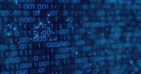 Image of data processing and binary coding on black background Stock Illustration