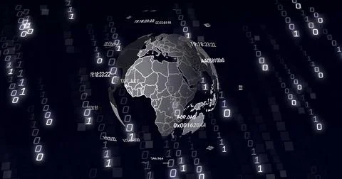 Image of data processing and binary coding over globe Stock Illustration
