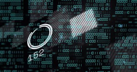 Image of data processing and binary coding over globe on black background 스톡 일러스트