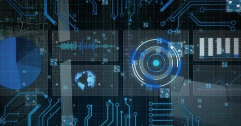 Image of data processing and computer circuit boards Foto stock