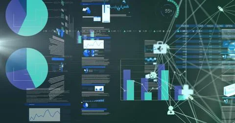 Image of data processing and connections Illustrazione stock