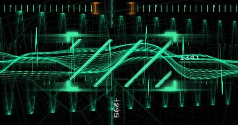 Image of data processing and connections on black background イラスト素材