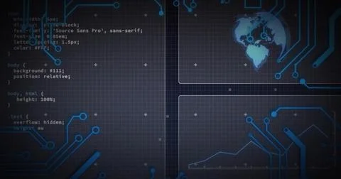 Image of data processing and connections over globe Stockillustratie