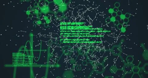Image of data processing and connections over chemical structures Stock Photos