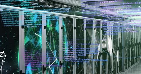 Image of data processing and connections over computer servers Stockfoto's