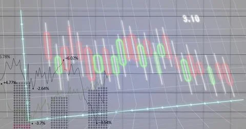 Image of data processing and diagram over white background Stock Photos