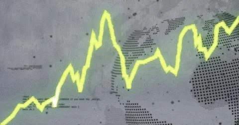 Image of data processing and diagram over globe Stock Photos