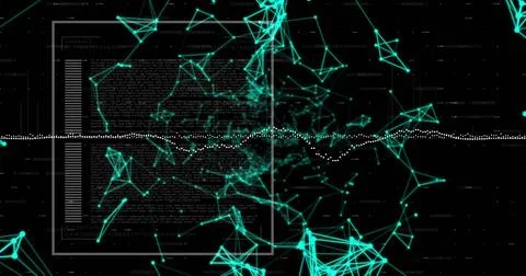 Image of data processing and diagram over shapes 写真素材