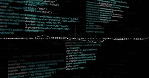 Image of data processing and diagrams over black background 스톡 일러스트