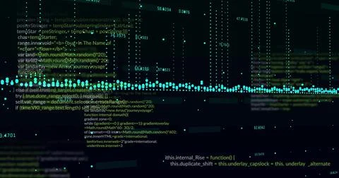 Image of data processing and diagrams over black background Illustrazione stock