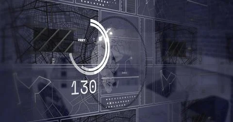 Image of data processing and diagrams over globe and office 스톡 일러스트