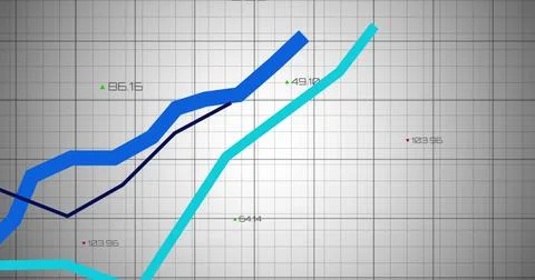 Image of data processing and diagrams over white background Illustrazione stock