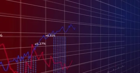 Image of data processing and diagrams over black background Stock Illustration