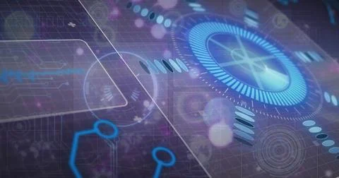 Image of data processing and diagrams over scope scanning イラスト素材