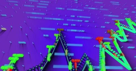 Image of data processing and diagrams on blue background Stockillustratie