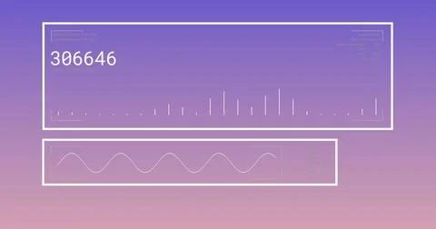 Image of data processing and diagrams on blue background Stock Illustration