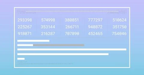 Image of data processing and diagrams on blue background Illustrazione stock