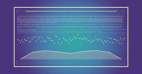 Image of data processing and diagrams on blue background Illustrazione stock