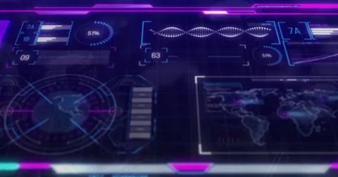 Image of data processing and diagrams over world map and dna strand 스톡 일러스트