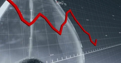 Image of data processing and diagrams over hourglass Illustrazione stock