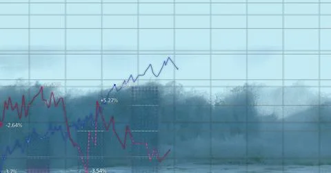 Image of data processing and diagrams over sea waves Stock Photos