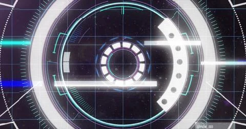 Image of data processing and diagrams over interference Stock Photos