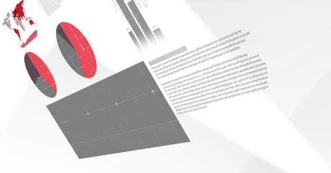 Image of data processing and diagrams on white background Stock Photos