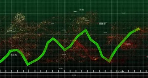 Image of data processing and diagrams over black background Stock Photos