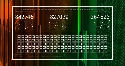 Image of data processing and digital interface over server room Stock Illustration