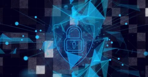 Image of data processing and digital human on black background Illustrazione stock