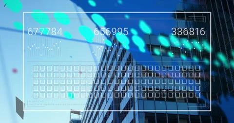 Image of data processing and digital human over cityscape 写真素材