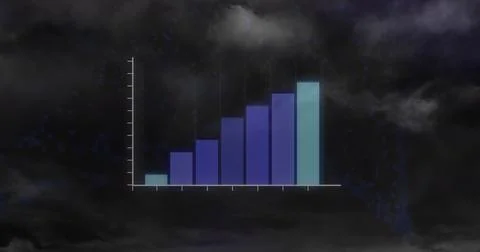 Image of data processing and dna strand over clouds Stock Illustration