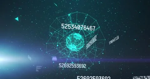 Image of data processing and globe over dark background Illustrazione stock