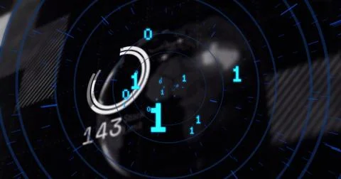 Image of data processing and globe over black background Stock Illustration