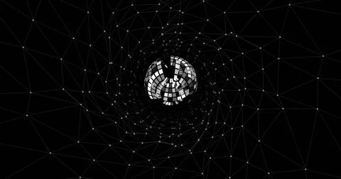 Image of data processing and globe over black background 写真素材