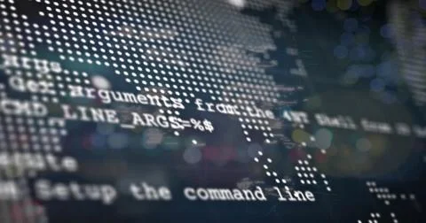 Image of data processing and icons over city lights and dark background Stock Photos