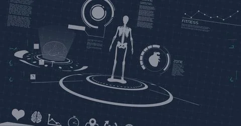 Image of data processing and keyboard on black background Stock Illustration