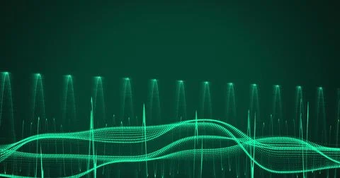 Image of data processing and light trails on black background 库存照片