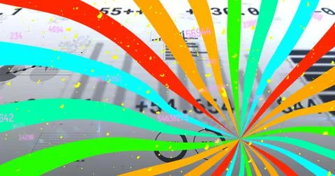 Image of data processing and lines on white background Stock Illustration