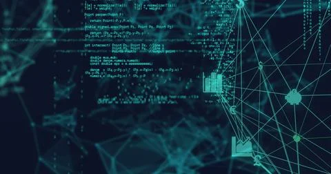 Image of data processing and media icons on blue background Illustrazione stock